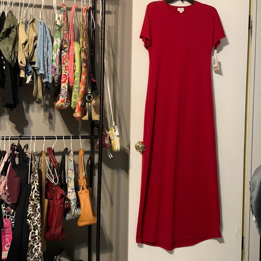 NWT- LuLaRoe Red Maxi Dress- 61 inches by 18 inches pro